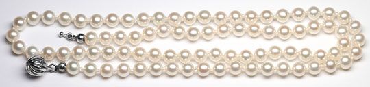 Foto 1 - Spitzen Akoya Zuchtperlkette Exakt Gleich Grosse Perlen, S4186